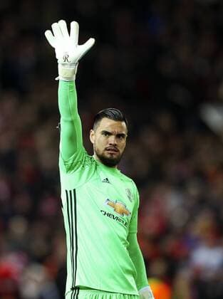 Sergio Romero of Manchester United ManU waves during the UEFA Europa League Round of 16 2nd leg match at Old Trafford Stadium, Manchester. Picture date: March 16th, 2017. Pic credit should read: Matt McNulty Sportimage EDITORIAL USE ONLY. No use with unauthorised audio, video, data, fixture lists, club league logos or live services. Online in-match use limited to 120 images, no video emulation. No use in betting, games or single club league player publications.
