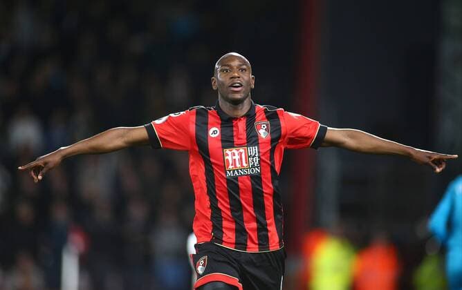 March 18th 2017, The Vitality Stadium, Bournemouth, Dorset, England; EPL Premier League football, AFC Bournemouth versus Swansea City; Benik Afobe of Bournemouth celebrates making it 2-0 in the 72nd minute, as his shot beats Swansea Goalkeeper Lukasz Fabianski, 2-0 Bournemouth xMarkxKertonx  ActionPlus11858190