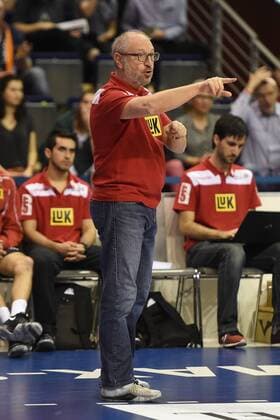 Volleyball, Herren, Saison 2016 17, 1. Bundesliga, Playoff, Viertelfinale, 1. Spiel, BR Volleys - TV Ingersoll Bühl, Cheftrainer Ruben Wolochin (TV Ingersoll Bühl), 18.03.17,