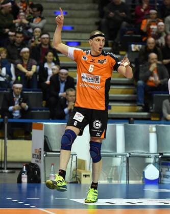 Felix Fischer (BR Volleys), jubelt BR Volleys Berlin - TV Ingersoll Bühl Deutsche Volleyball Liga, Saison 2016 2017, Herren, Männer, Männer, men, playoff, play-off, Viertelfinale, Volleyball, Deutschland, Germany, Max-Schmeling-Halle Berlin, 18.3.2017
