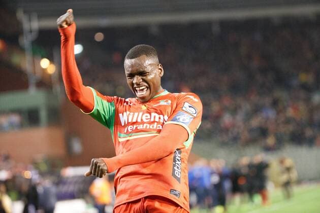Oostende s Landry Nany Dimata scores the first goal during Croky Cup soccer final between SV Zulte Waregem and KV Oostende, on Saturday 18 March 2017, in Brussels. KURTxDESPLENTER  x05066816x