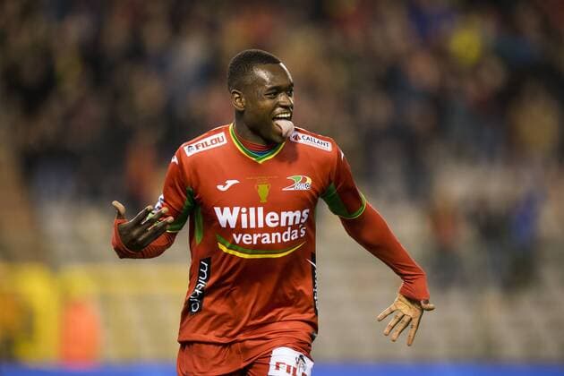 Oostende s Landry Nany Dimata celebrate after scoring during Croky Cup soccer final between SV Zulte Waregem and KV Oostende, on Saturday 18 March 2017, in Brussels. JASPERxJACOBS  x05066834x