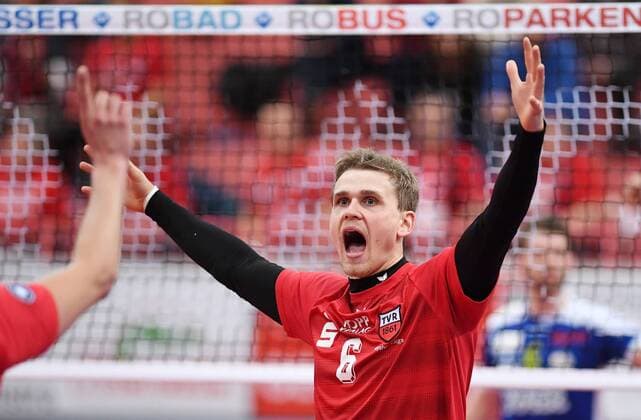 Volleyball 1. Bundesliga Saison 2016 2017 Playdown 18.03.2017 TV Rottenburg - Solingen Volleys JUBEL TV Rottenburg; Friederich Nagel 
