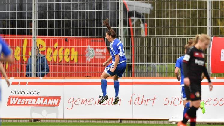 Jubel, Freuen, celebrate, happy, cheer , Goal Celebration SC Sand Torschützin Jovana Damjanovic (SC Sand) (14), Fussball, Allianz Frauen-Bundesliga, Bayer 04 Leverkusen - SC Sand, xmkx