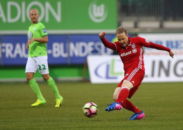 VfL vs Bayern, Frauen Wolfsburg, Deutschland. 19.03.2017, FUßBALL - VfL Wolfsburg vs FC Bayern München, 1. Allianz Frauen Bundesliga, Saison 2016-17. Bild zeigt: Melanie Behringer (FC Bayern Muenchen) Wolfsburg
