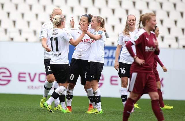 19.03.2017 xcex Deutschland, Essen, Frankfurt, Fussball, Frauenfussball Allianz Frauen-Bundesliga Saison 2016 2017 Torjubel FFC Frankfurt, Jubel, Freude, Emotionen