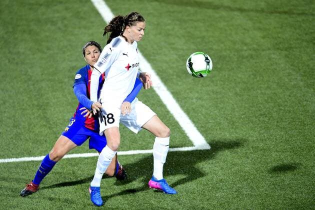 Fußball, Damen, CL, FC Rosengard - FC Barcelona 170322 Rosengards Lotta Schelin och Barcelonas Ruth Garcia under fotbollsmatchen i Champions League mellan Rosengard och Barcelona den 22 mars 2017 i Malmö.  Copyright: PETTERxARVIDSON BB170322PA032