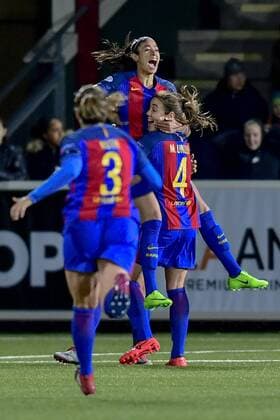 Fußball, Damen, CL, FC Rosengard - FC Barcelona 170322 Barcelonas Leila Ouahabi jublar efter 0-1 under fotbollsmatchen i Champions League mellan Rosengard och Barcelona den 22 mars 2017 i Malmö.  Copyright: PETTERxARVIDSON BB170322PA037