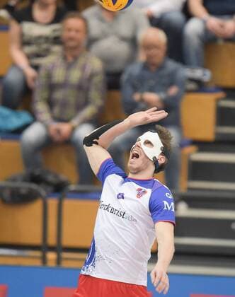 VOLLEYBALL - VBL, Herrsching vs Rhein-Main INNSBRUCK,AUSTRIA,22.MAR.17 - VOLLEYBALL - VBL, Deutsche Volleyball Bundesliga, play off quarterfinal, TSV Herrsching vs United Volleys Rhein-Main. Image shows Jan Klobucar (Rhein-Main). GEPAxpictures xAmirxBeganovic