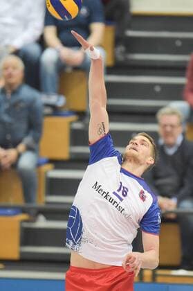 VOLLEYBALL - VBL, Herrsching vs Rhein-Main INNSBRUCK,AUSTRIA,22.MAR.17 - VOLLEYBALL - VBL, Deutsche Volleyball Bundesliga, play off quarterfinal, TSV Herrsching vs United Volleys Rhein-Main. Image shows Christian Duennes (Rhein-Main). GEPAxpictures xAmirxBeganovic