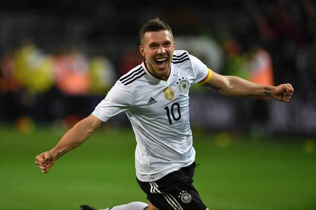 Fussball, Herren, Saison 2016 17, Länderspiel in Dortmund, Deutschland - England, Jubel nach dem Tor zum 1:0, Lukas Podolski (Nr. 10, Deutschland), 22.03. 2017,