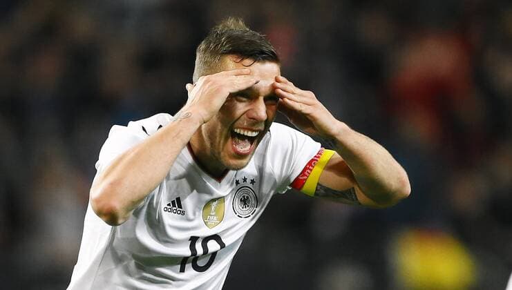 Lukas Podolski (Deutschland) bejubelt seinen Treffer zum 1:0, Deutschland vs England, Fussball, Laenderspiel, 22.03.2017, Foto Neis Eibner Dortmund Copyright: xNeis Eibner-Pressefotox EP_ANS