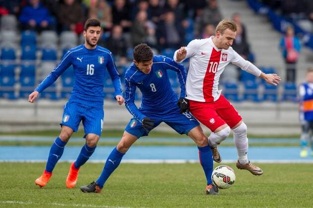 2017.03.23 Pila Pilka nozna Puchar Czterech Narodow u20 Polska - Wlochy N z Matteo Pessina , Robert Janicki Foto Pawel Jaskolka PressFocus 2017.03.23 Pila Football 4 Nations Cup under 20 Poland - Italy Credit: Pawel Jaskolka PressFocus NEWSPIX.PL --- Newspix.pl  20170323_PF_PJ012