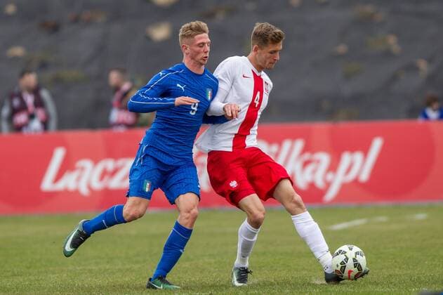 2017.03.23 Pila Pilka nozna Puchar Czterech Narodow u20 Polska - Wlochy N z Luca Vido , Pawel Bochniewicz Foto Pawel Jaskolka PressFocus 2017.03.23 Pila Football 4 Nations Cup under 20 Poland - Italy Credit: Pawel Jaskolka PressFocus NEWSPIX.PL --- Newspix.pl  20170323_PF_PJ020
