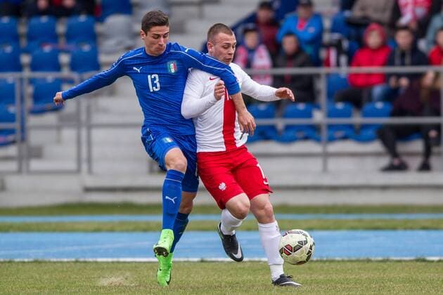2017.03.23 Pila Pilka nozna Puchar Czterech Narodow u20 Polska - Wlochy N z Paolo Ghiglione , Robert Bartczak Foto Pawel Jaskolka PressFocus 2017.03.23 Pila Football 4 Nations Cup under 20 Poland - Italy Credit: Pawel Jaskolka PressFocus NEWSPIX.PL --- Newspix.pl  20170323_PF_PJ060