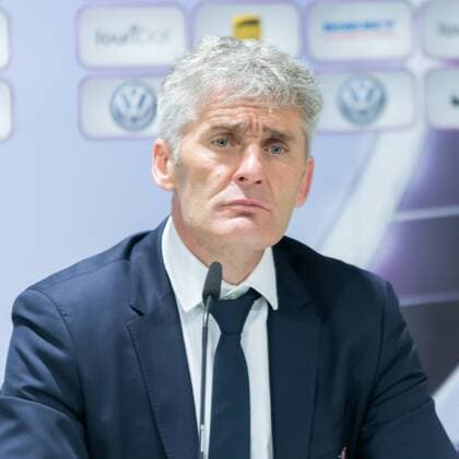 Trainer, team coach Gerard Precheur (Olympique Lyon, Trainer, head coach); beim Interview, Pressekonferenz, Fußball, Frauen, UEFA Women s Champions League, VfL Wolfsburg - Olympique Lyonnais, xprx
