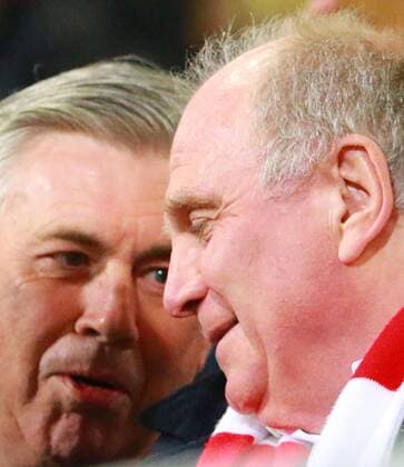 Präsident Uli Hoeneß, Trainer Carlo Ancelotti (FC Bayern München) Frauenfussball CL 23.03.2017 Grünwalderstadion FC Bayern München - Hibernian Ladies