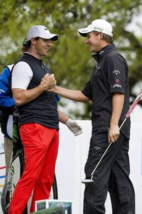 March 24, 2017: Rory Mcllroy and Emiliano Grillo (Right) in action Round 3 Group Play matches at the World Golf Championships Dell Technologies Match Play at the Austin Country Club. Austin, Texas. CSM PGA Golf Herren 2017: World Golf Championships MAR 24 - ZUMAc04_ 20170324_zaf_c04_073 Copyright: xMarioxCantux