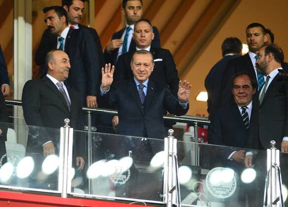 FIFA World Cup WM Weltmeisterschaft Fussball 2018 qualifying football match Turkey vs Finland on March 24, 2017 at Antalya arena stadium in Antalya , Turkey. Final Score : Turkey 2 - Finland 0 Pictured: Turkey Republic President Recep Tayyip Erdogan. 