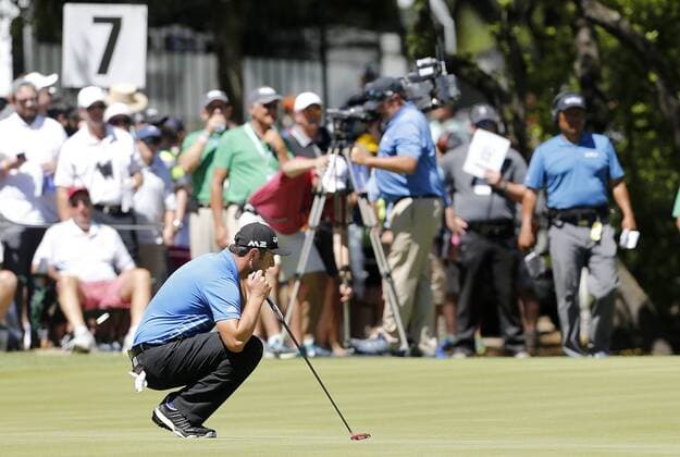 Jon Rahm of the Spain lines up a putt on the seventh hole during the fifth round of the PGA Golf Herren Dell Match Play golf tournament at the Country Club in Austin, Texas, United States, 25 March 2017. The World Championship WM Weltmeisterschaft that will end next 26 March offers a prize of 9,750,000 dollars. DELL MATCH PLAY GOLF TOURNAMENT IN AUSTIN, TEXAS !ACHTUNG: NUR REDAKTIONELLE NUTZUNG!  Copyright: xChrisxCovattax TEX001 20170325-636260777873851346