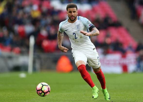 March 26th 2017, Wembley Stadium, London, England; World Cup 2018 Qualification football, England versus Lithuania; Kyle Walker of England brings the ball forward xJohnxPatrickxFletcherx  ActionPlus11860870