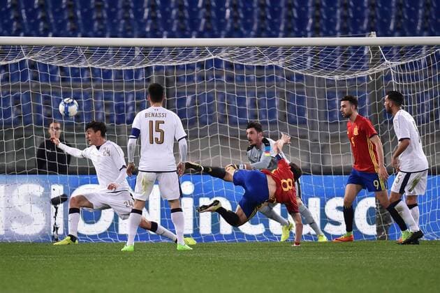 Fußball, U21, Italien - Spanien Gol Saul Niguez Spagna Goal celebration Roma 27-02-2017, Stadio Olimpico Football Friendly Match Italy - Spain Under 21 Foto Andrea Staccioli Insidefoto AndreaxStaccioli