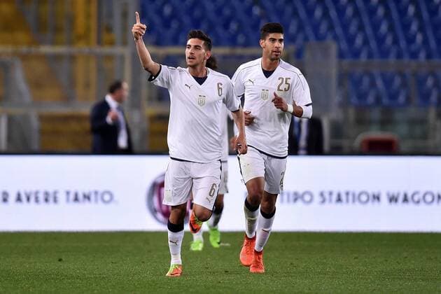 Fußball, U21, Italien - Spanien Esultanza Gol Lorenzo Pellegrini Italia Goal celebration Roma 27-02-2017, Stadio Olimpico Football Friendly Match Italy - Spain Under 21 Foto Andrea Staccioli Insidefoto AndreaxStaccioli