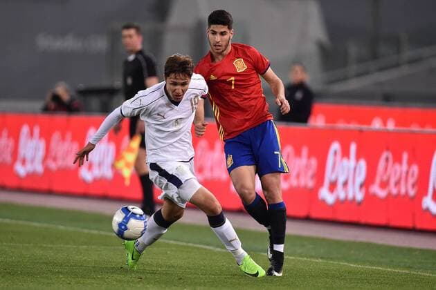 Fußball, U21, Italien - Spanien Federico Chieda Italia, Marco Asensio Spagna Roma 27-02-2017, Stadio Olimpico Football Friendly Match Italy - Spain Under 21 Foto Andrea Staccioli Insidefoto AndreaxStaccioli