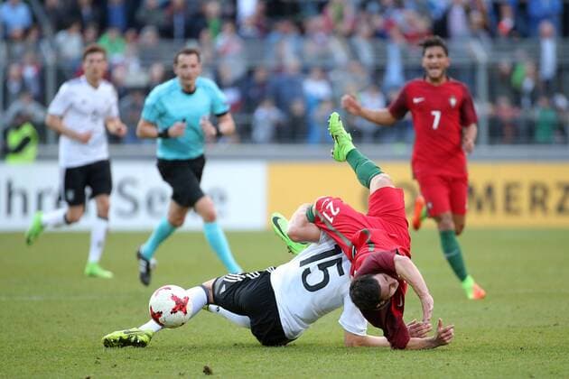 Daniel Podence ( Portugal U21 U 21 ) Marc-Oliver Kempf ( Deutschland U21 ), Deutschland vs Portugal, Fussball, U21-Laenderspiel, 28.03.2017, Stuttgart Copyright: xLangerx xEibner-Pressefotox EP_HLR