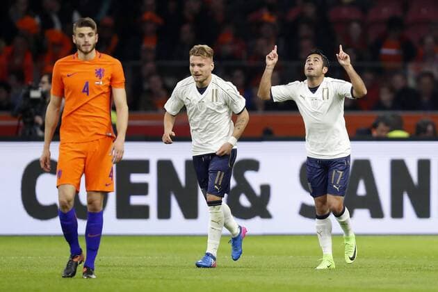 (L-R) Wesley Hoedt of Holland, Ciro Immobile of Italy, Eder Citadin Martins of Italyduring the friendly match between Netherlands and Italy at the Amsterdam Arena on March 28, 2017 in Amsterdam, The Netherlands Netherlands v Italy Friendly match 2016 2017 xVIxxIVx 7445821