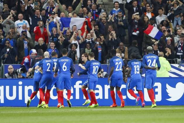 joie Antoine Griezmann (France) avec equipe FOOTBALL : France vs Espagne - Match Amical - 28 03 2017 GwendolineLeGoff Panoramic 