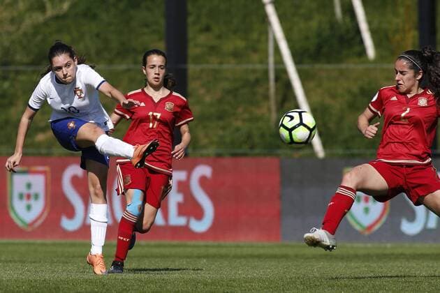March 28, 2017 - Oeiras, Lisbon, Portugal - Andreia Faria of Portugal during the UEFA U17 U 17 Women s Championship Qualifier match between Spain and Portugal at Cidade do Futebol stadium on March 28, 2017 in Oeiras, Portugal. Spain v Portugal - UEFA U17 Women s Championship  - ZUMAn230 20170328_zaa_n230_253 Copyright: xFilipexAmorimx