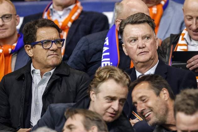 (L-R) Fabio Capello, Louis van Gaalduring the friendly match between Netherlands and Italy at the Amsterdam Arena on March 28, 2017 in Amsterdam, The Netherlands Netherlands v Italy Friendly match 2016 2017 xVIxxIVx 7447448