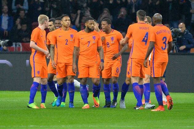 March 28, 2017 - Amsterdam, Netherlands - Netherlands celebrate their goal during the first half of the friendly match between Netherlands and Italy on March 28, 2017 at the Amsterdam ArenA in Amsterdam, Netherlands. Netherlands v Italy - International Friendly Länderspiel  - ZUMAn230 20170328_zaa_n230_278 Copyright: xAndyxAstfalckx