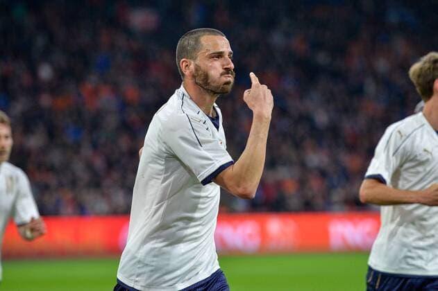 March 28, 2017 - Amsterdam, Netherlands - Leonardo Bonucci from Italy claims a goal during the friendly match between Netherlands and Italy on March 28, 2017 at the Amsterdam ArenA in Amsterdam, Netherlands. Netherlands v Italy - International Friendly Länderspiel  - ZUMAn230 20170328_zaa_n230_316 Copyright: xAndyxAstfalckx