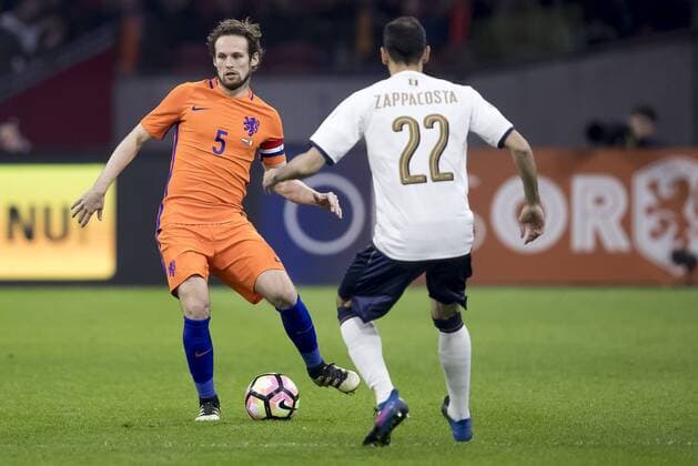28.03.2017, Amsterdam Arena, Amsterdam, NED, Testspiel, Niederlande vs Italien, im Bild Daley Blind of Netherlands (L), Davide Zappacosta of Italy (R) Daley Blind of Netherlands (L), Davide Zappacosta of Italy (R) during the International Friendly Länderspiel Football Match between Netherlands and Italy at the Amsterdam Arena in Amsterdam, Netherlands on 2017 03 28. Amsterdam  EP_fil  