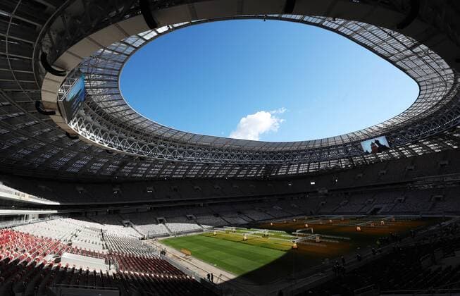 MOSCOW, RUSSIA - MARCH 29, 2017: A view of the Luzhniki Stadium being renovated ahead of the 2018 FIFA World Cup WM Weltmeisterschaft Fussball Valery Sharifulin TASS  TS045E75