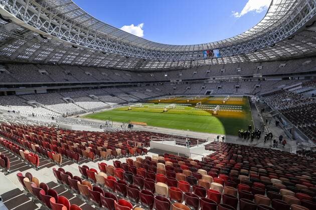 MOSCOW, RUSSIA - MARCH 29, 2017: A view of the Luzhniki Stadium being renovated ahead of the 2018 FIFA World Cup WM Weltmeisterschaft Fussball Valery Sharifulin TASS  TS045EDC