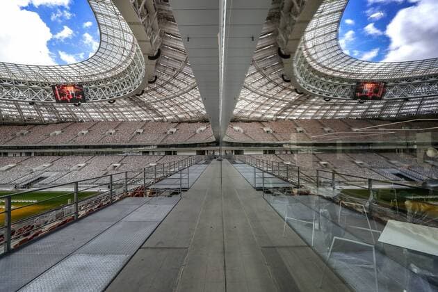 MOSCOW, RUSSIA - MARCH 29, 2017: A view of the Luzhniki Stadium being renovated ahead of the 2018 FIFA World Cup WM Weltmeisterschaft Fussball Valery Sharifulin TASS  TS045EDF