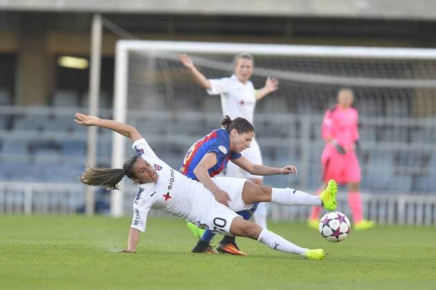 Fußball, Damen, CL, FC Rosengard - FC Barcelona 170329 Rosengards Marta och Barcelonas Jennifer Hermoso under en fotbollsmatch i Champions League mellan Barcelona och Rosengard den 29 mars 2017 i Barcelona.  Copyright: AlexxNicodim BB170329BB213