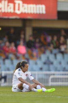 Fußball, Damen, CL, FC Rosengard - FC Barcelona 170329 Rosengards Marta Viera Da Silva deppar under en fotbollsmatch i Champions League mellan Barcelona och Rosengard den 29 mars 2017 i Barcelona.  Copyright: AlexxNicodim BB170329BB265