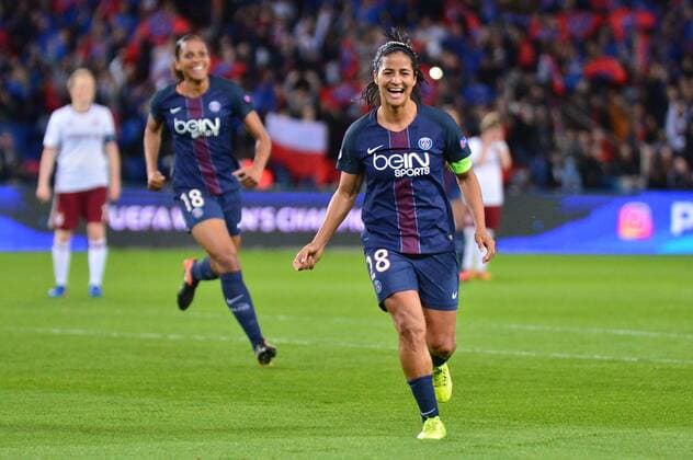 Torjubel Shirley Cruz Trana (PSG Paris Saint-Germain) nach ihrem Treffer zum 3:0 Paris, Frankreich, 29.03.2017, Fussball, UEFA Women s Champions League, Paris Saint-Germain - FC Bayern Muenchen, xklx
