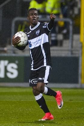 Eupen s Henry Chukwuemeka Onyekuru celebrates after scoring during the Jupiler Pro League match between KAS Eupen and Roeselare, in Eupen, Saturday 01 April 2017, on day 1 of the Play-off 2B of the Belgian soccer championship. NICOLASxLAMBERT  x05075823x