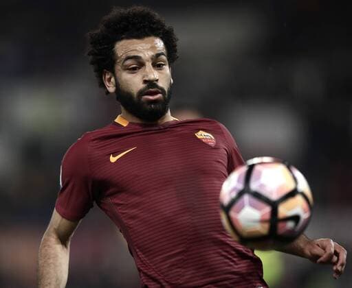 Italy: Soccer Serie A - Roma beats Empoli 2-0 Roma Mohamed Salah in action during the Serie A soccer match between Roma and Empoli at the Olympic stadium. Roma won 2-0.  IsabellaxBonottox xPacificxPress