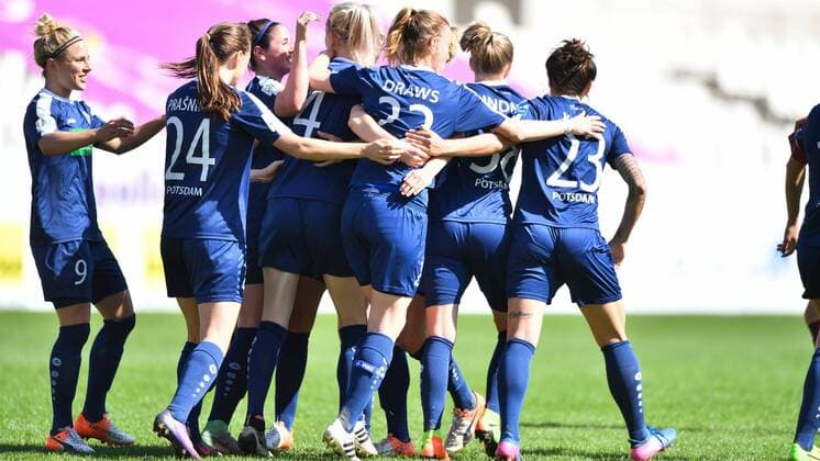 Jubel, Freuen, celebrate, happy, cheer , Goal Celebration Turbine Potsdam 0:1, Fussball, Allianz Frauen-Bundesliga, SGS Essen - Turbine Potsdam, xmkx