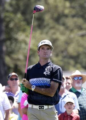 Bubba Watson hits a tee shot while playing a practice round at the 2017 Masters Tournament at Augusta National Golf Club in Augusta, Georgia on April 2, 2017.  AUG20170402121 JOHNxANGELILLO