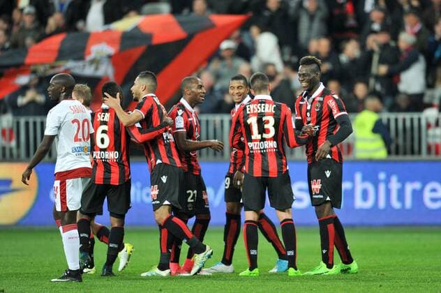 09 MARIO BALOTELLI (nice) - 21 RICARDO PEREIRA (nice) - JOIE FOOTBALL : Nice vs Bordeaux - Ligue 1 - 02 04 2017 FEP Panoramic 