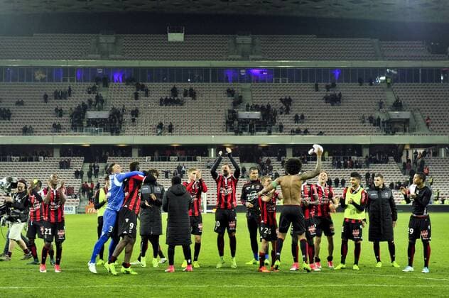 Fußball, OGC Nizza - Girondins Bordeaux Joie Fin de Match OGC Nice FOOTBALL : OGC Nice vs Bordeaux - Ligue 1 - 02 04 2017 NorbertScanella Panoramic 