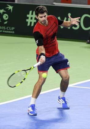 CHARLEROI - APRIL 4, 2017 : Simone Bolelli of Italy pictured during practice session before Davis Cup World quarterfinal match between Belgium and Italy in the Spiroudome on april 7 till 9 april, 2017 in Charleroi 4 04 2017 Belgium TENNIS : Entrainement Equipe Italie - Coupe Davis - Charleroi - 04 04 2017 PhotoNews Panoramic  700029173