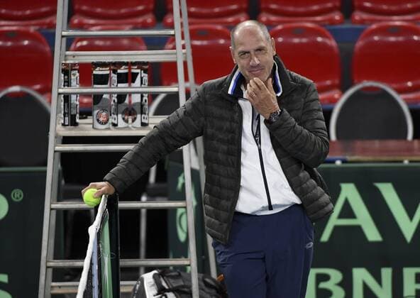 CHARLEROI - APRIL 4, 2017 : Captain of Italy Corrado Barazzutti pictured during practice session before Davis Cup World quarterfinal match between Belgium and Italy in the Spiroudome on april 7 till 9 april, 2017 in Charleroi 4 04 2017 Belgium TENNIS : Entrainement Equipe Italie - Coupe Davis - Charleroi - 04 04 2017 PhotoNews Panoramic  700029173